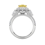 3CTW Pear Shaped Lab Grown Diamond (F/VS) Three Stone Bold Accented Engagement Ring in 14K Gold
