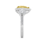3CTW Pear Shaped Lab Grown Diamond (F/VS) Three Stone Bold Accented Engagement Ring in 14K Gold