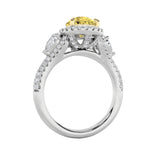 3CTW Pear Shaped Lab Grown Diamond (F/VS) Three Stone Bold Accented Engagement Ring in 14K Gold