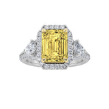 3CTW Radiant Shaped Lab Grown Diamond (F/VS) Accented Three Stone Ring in 14K Gold