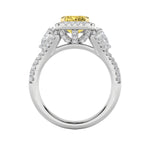 3CTW Radiant Shaped Lab Grown Diamond (F/VS) Accented Three Stone Ring in 14K Gold