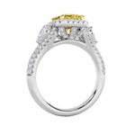 3CTW Radiant Shaped Lab Grown Diamond (F/VS) Accented Three Stone Ring in 14K Gold