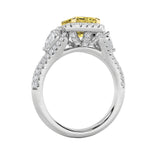 3CTW Radiant Shaped Lab Grown Diamond (F/VS) Accented Three Stone Ring in 14K Gold