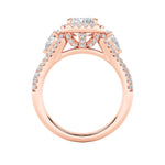 3CTW Radiant Shaped Lab Grown Diamond (F/VS) Accented Three Stone Ring in 14K Gold