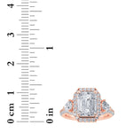 3CTW Radiant Shaped Lab Grown Diamond (F/VS) Accented Three Stone Ring in 14K Gold