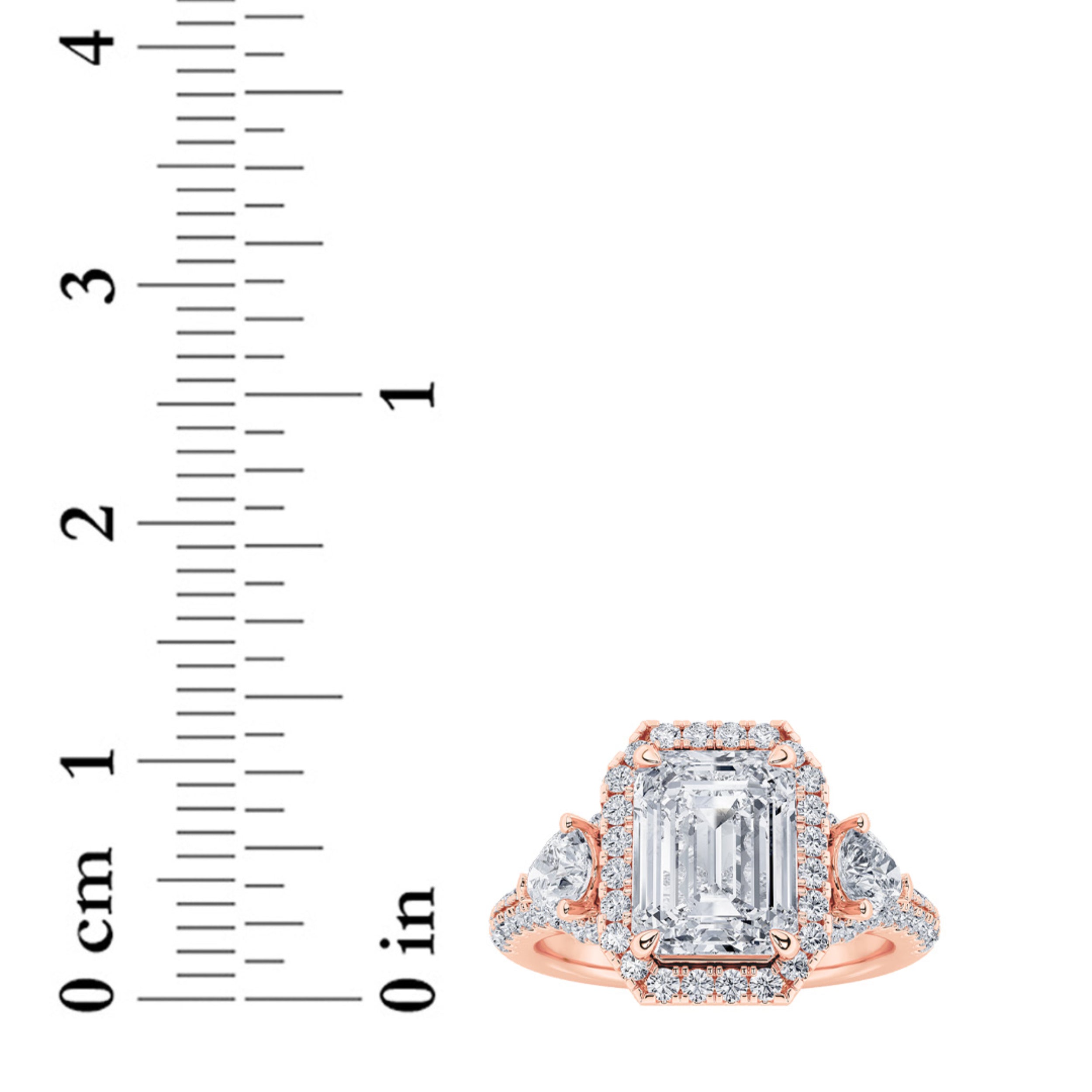 3CTW Radiant Shaped Lab Grown Diamond (F/VS) Accented Three Stone Ring in 14K Gold