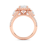 3CTW Round Shaped Lab Grown Diamond (F/VS) Three Stone Bold Accented Engagement Ring in 14K Gold