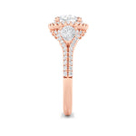 3CTW Round Shaped Lab Grown Diamond (F/VS) Three Stone Bold Accented Engagement Ring in 14K Gold
