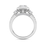 3CTW Oval Shaped Lab Grown Diamond (G/VS) Three Stone Accented Engagement Ring in 14K Gold