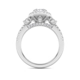 3CTW Oval Shaped Lab Grown Diamond (G/VS) Three Stone Accented Engagement Ring in 14K Gold