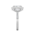 3CTW Oval Shaped Lab Grown Diamond (F/VVS) Three Stone Accented Engagement Ring in 14K Gold