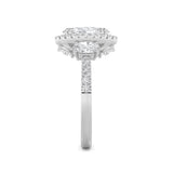 3CTW Oval Shaped Lab Grown Diamond (F/VVS) Three Stone Accented Engagement Ring in 14K Gold