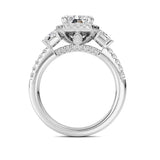 3CTW Radiant Shaped Lab Grown Diamond (F/VS) Accented Three Stone Ring in 14K Gold
