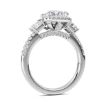3CTW Radiant Shaped Lab Grown Diamond (F/VS) Accented Three Stone Ring in 14K Gold