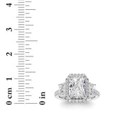3CTW Radiant Shaped Lab Grown Diamond (F/VS) Accented Three Stone Ring in 14K Gold