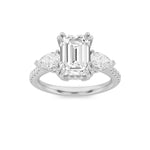 3CTW Emerald Shaped Lab Grown Diamond (G/VS) Ring in 14K White Gold