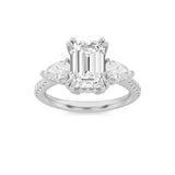 3CTW Emerald Shaped Lab Grown Diamond (G/VS) Ring in 14K White Gold
