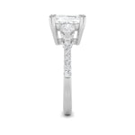 3CTW Emerald Shaped Lab Grown Diamond (G/VS) Ring in 14K White Gold