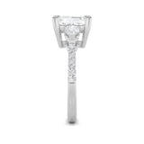 3CTW Emerald Shaped Lab Grown Diamond (G/VS) Ring in 14K White Gold