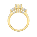 3CTW Marquise Shaped Lab Grown Diamond (F/VS) Three Stone Accented Engagement Ring in 14K Gold