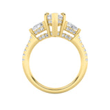 3CTW Marquise Shaped Lab Grown Diamond (F/VS) Three Stone Accented Engagement Ring in 14K Gold