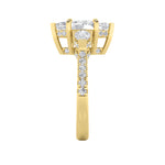 3CTW Marquise Shaped Lab Grown Diamond (F/VS) Three Stone Accented Engagement Ring in 14K Gold