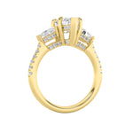 3CTW Marquise Shaped Lab Grown Diamond (F/VS) Three Stone Accented Engagement Ring in 14K Gold