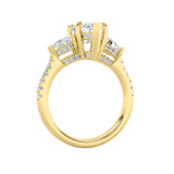 3CTW Marquise Shaped Lab Grown Diamond (F/VS) Three Stone Accented Engagement Ring in 14K Gold