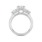 3CTW Oval Shaped Lab Grown Diamond (G/VS) Three Stone Accented Engagement Ring in 14K Gold