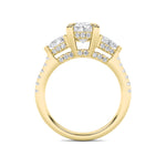 3CTW Oval Shaped Lab Grown Diamond (F/VS) Three Stone Accented Engagement Ring in 14K Gold
