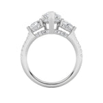 3CTW Pear Shaped Lab Grown Diamond (F/VS) Three Stone Accented Engagement Ring in 14K Gold