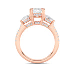 3CTW Radiant Shaped Lab Grown Diamond (F/VS) Accented Three Stone Ring in 14K Gold