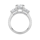 3CTW Round Shaped Lab Grown Diamond (F/VS) Three Stone Accented Engagement Ring in 14K Gold