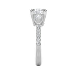 3CTW Round Shaped Lab Grown Diamond (F/VS) Three Stone Accented Engagement Ring in 14K Gold