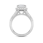 3CTW Emerald Shaped Lab Grown Diamond (F/VS) Halo Accented Engagement Ring in 14K Gold
