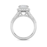 3CTW Emerald Shaped Lab Grown Diamond (F/VS) Halo Accented Engagement Ring in 14K Gold