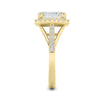 3CTW Emerald Shaped Lab Grown Diamond (F/VS) Halo Accented Engagement Ring in 14K Gold