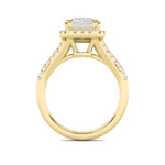 3CTW Emerald Shaped Lab Grown Diamond (F/VS) Halo Accented Engagement Ring in 14K Gold