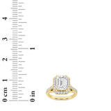 3CTW Emerald Shaped Lab Grown Diamond (F/VS) Halo Accented Engagement Ring in 14K Gold