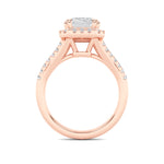 3CTW Emerald Shaped Lab Grown Diamond (F/VS) Halo Accented Engagement Ring in 14K Gold