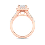 3CTW Emerald Shaped Lab Grown Diamond (F/VS) Halo Accented Engagement Ring in 14K Gold