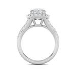 3CTW Oval Shaped Lab Grown Diamond (F/VS) Halo Accented Engagement Ring in 14K Gold