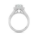 3CTW Oval Shaped Lab Grown Diamond (F/VS) Halo Accented Engagement Ring in 14K Gold