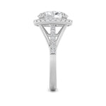 3CTW Oval Shaped Lab Grown Diamond (F/VS) Halo Accented Engagement Ring in 14K Gold