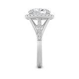 3CTW Oval Shaped Lab Grown Diamond (F/VS) Halo Accented Engagement Ring in 14K Gold