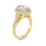 3CTW Oval Shaped Lab Grown Diamond (F/VS) Halo Accented Engagement Ring in 14K Gold
