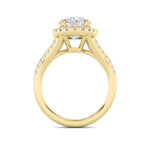 3CTW Oval Shaped Lab Grown Diamond (F/VS) Halo Accented Engagement Ring in 14K Gold