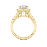 3CTW Oval Shaped Lab Grown Diamond (F/VS) Halo Accented Engagement Ring in 14K Gold