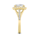 3CTW Oval Shaped Lab Grown Diamond (F/VS) Halo Accented Engagement Ring in 14K Gold