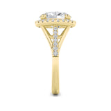 3CTW Oval Shaped Lab Grown Diamond (F/VS) Halo Accented Engagement Ring in 14K Gold